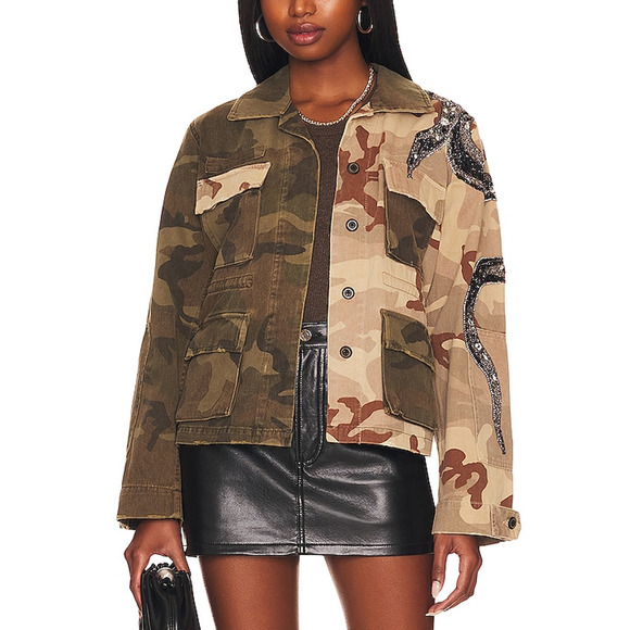 Allsaints Finch 'Camou' Green Cotton Jacket Size 0